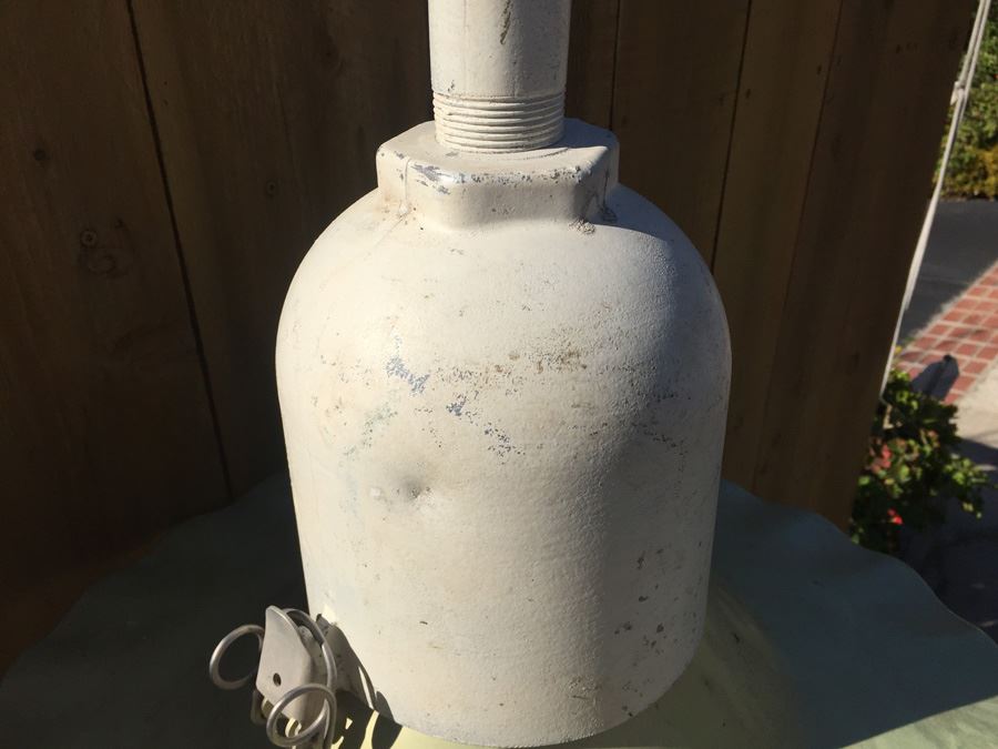 Vintage Outdoor Metal Gas Station Light Fixture With Aluminum Shade [Photo 8]