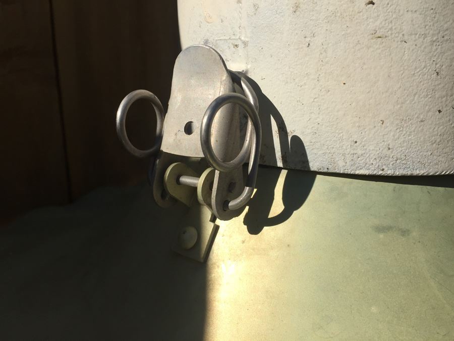 Vintage Outdoor Metal Gas Station Light Fixture With Aluminum Shade [Photo 9]