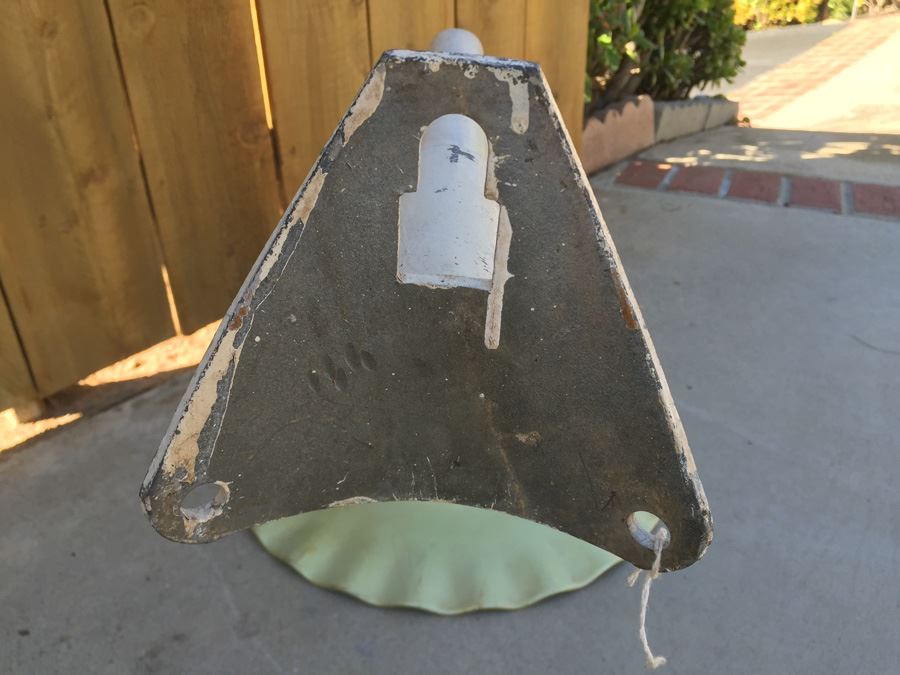 Vintage Outdoor Metal Gas Station Light Fixture With Aluminum Shade [Photo 12]