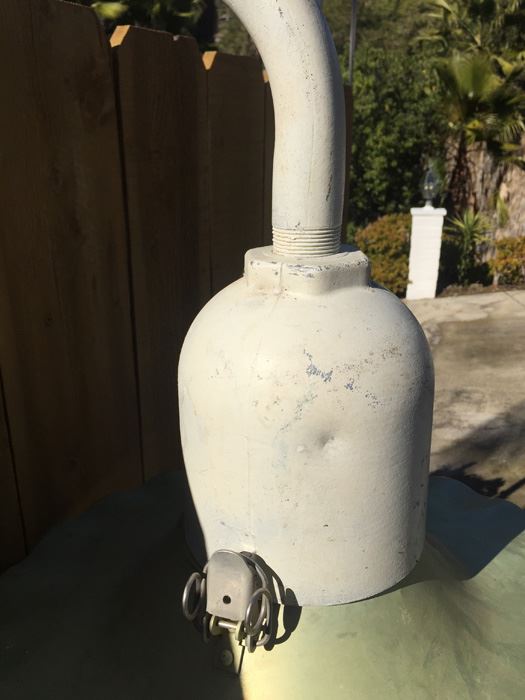 Vintage Outdoor Metal Gas Station Light Fixture With Aluminum Shade [Photo 6]
