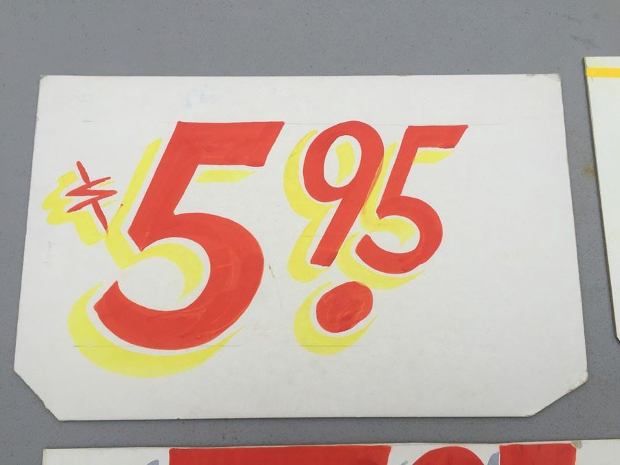 Vintage Hand Painted Retail Signs On Board [Photo 3]