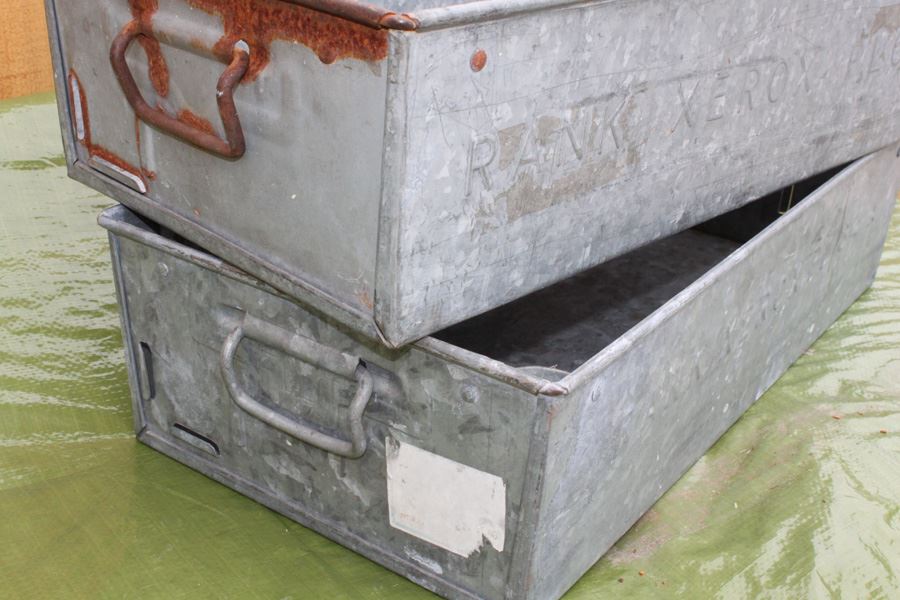 (6) Xerox Galvanized Metal Tubs With Handles Marked Xerox PL 64A [Photo 17]