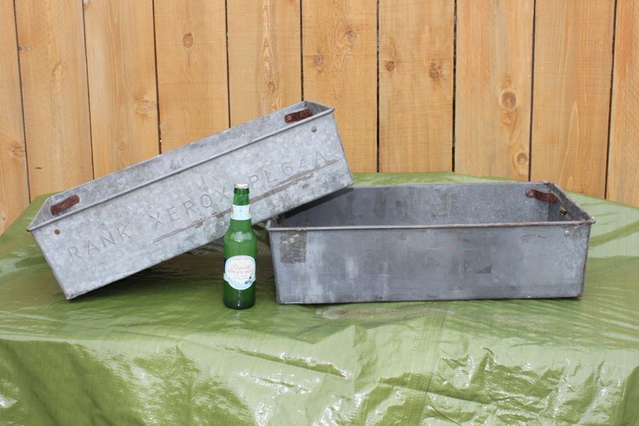 (6) Xerox Galvanized Metal Tubs With Handles Marked Xerox PL 64A [Photo 1]