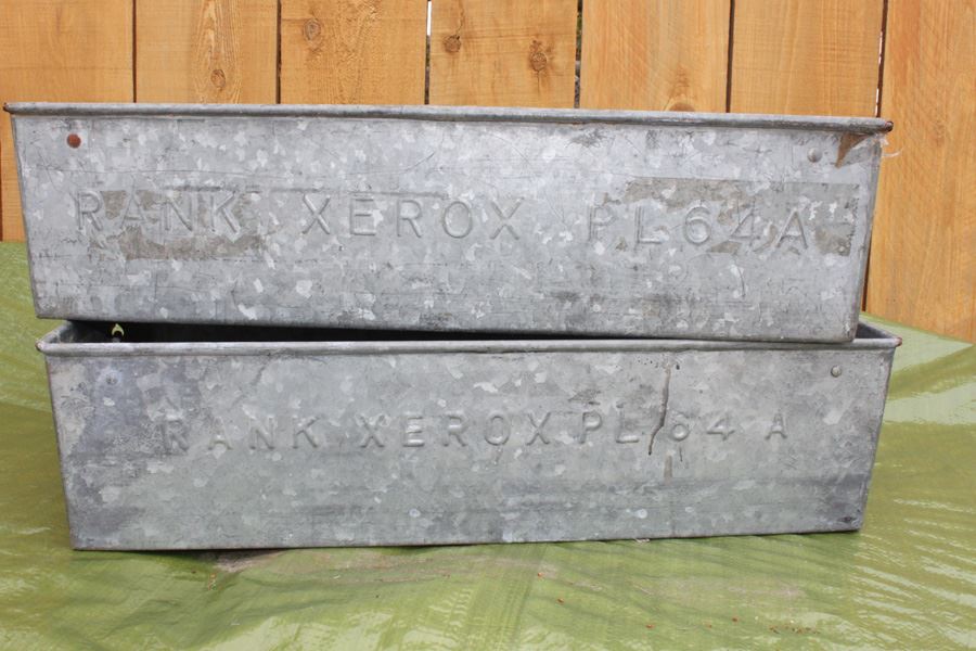 (6) Xerox Galvanized Metal Tubs With Handles Marked Xerox PL 64A [Photo 15]