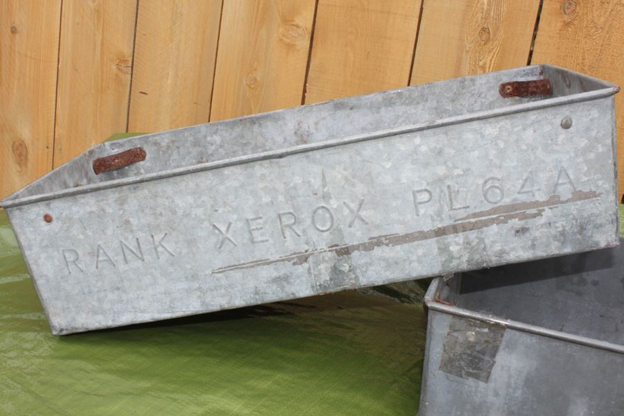 (6) Xerox Galvanized Metal Tubs With Handles Marked Xerox PL 64A [Photo 5]
