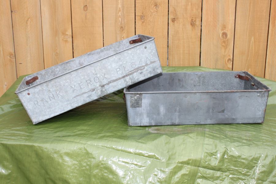 (6) Xerox Galvanized Metal Tubs With Handles Marked Xerox PL 64A [Photo 4]