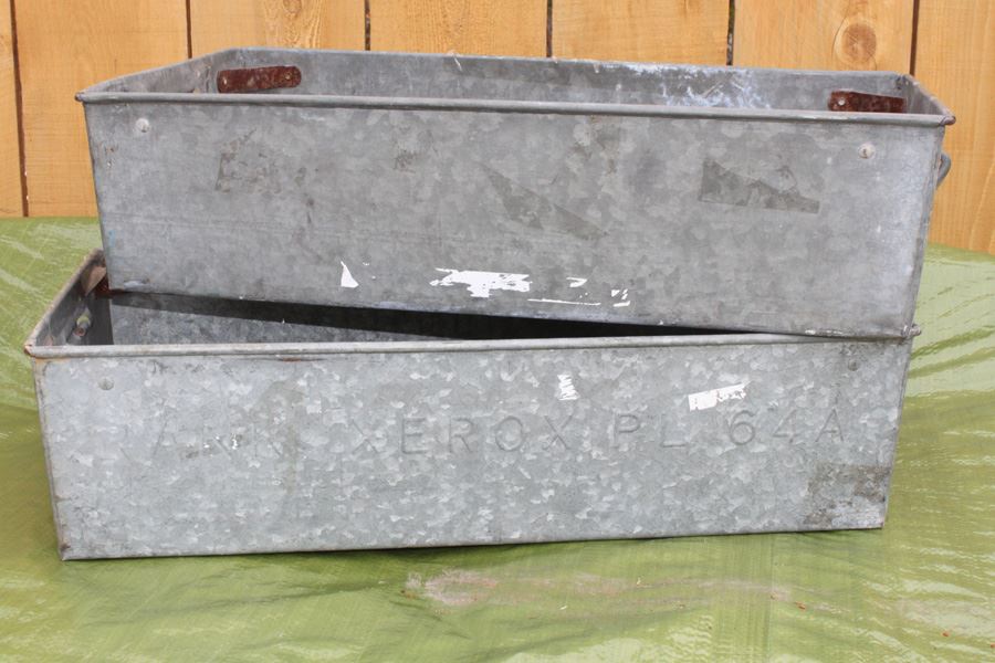 (6) Xerox Galvanized Metal Tubs With Handles Marked Xerox PL 64A [Photo 8]