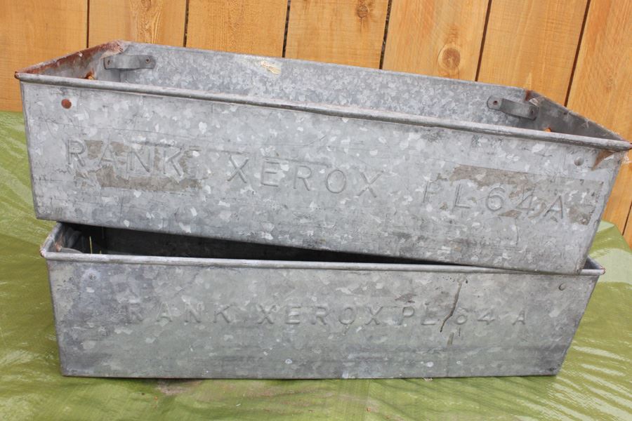 (6) Xerox Galvanized Metal Tubs With Handles Marked Xerox PL 64A [Photo 18]