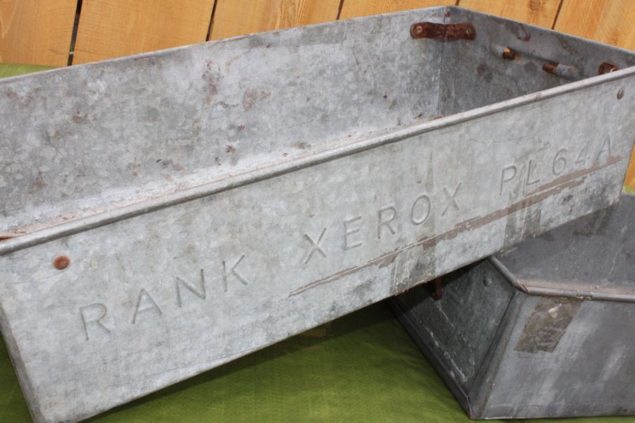 (6) Xerox Galvanized Metal Tubs With Handles Marked Xerox PL 64A [Photo 2]