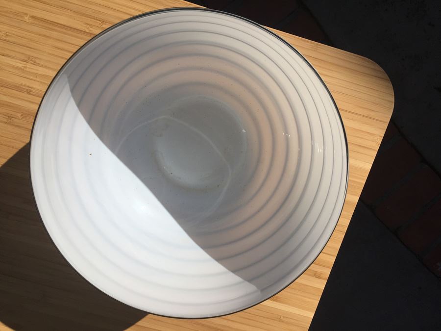 Art Glass Bowl White With Black Swirls [Photo 2]