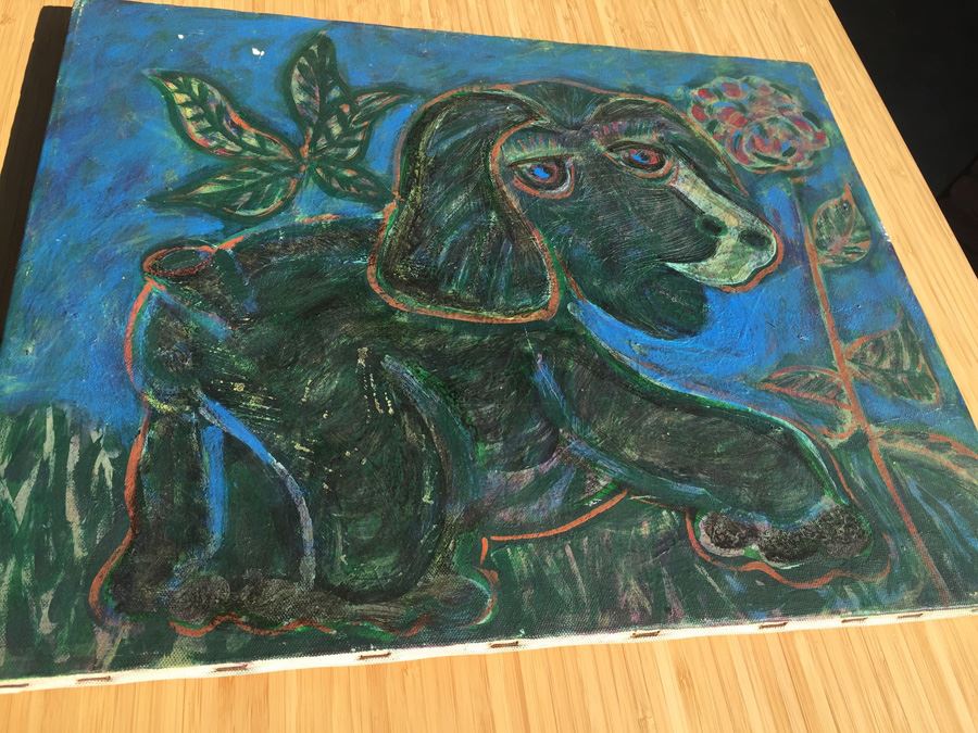 Original Painting Of Dog On A Walk [Photo 1]