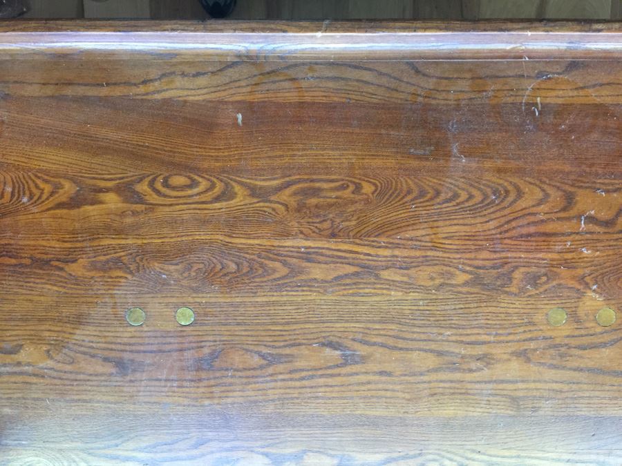 Vintage Wood And Metal Folding Leg Table With Brass Accents - Looks Like A Shuffleboard Table [Photo 18]