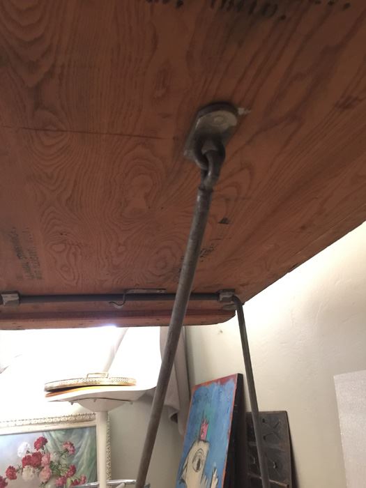 Vintage Wood And Metal Folding Leg Table With Brass Accents - Looks Like A Shuffleboard Table [Photo 11]