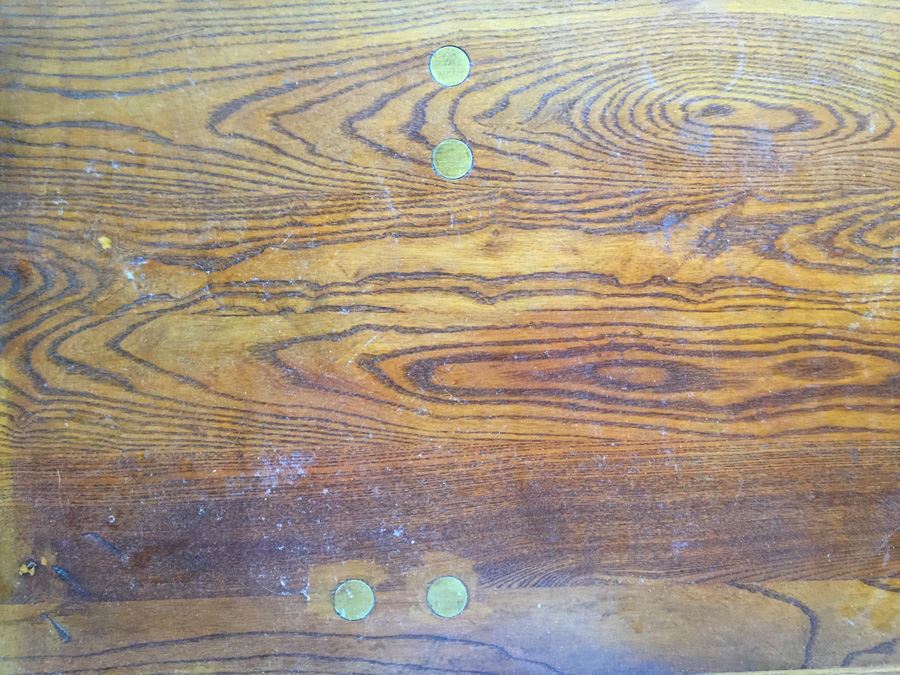 Vintage Wood And Metal Folding Leg Table With Brass Accents - Looks Like A Shuffleboard Table [Photo 5]