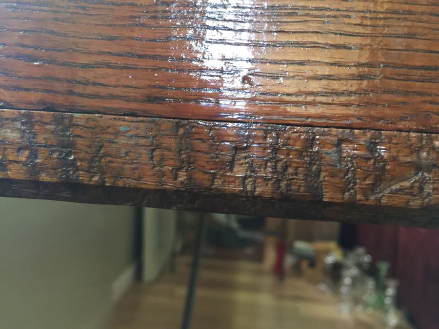 Vintage Wood And Metal Folding Leg Table With Brass Accents - Looks Like A Shuffleboard Table [Photo 17]