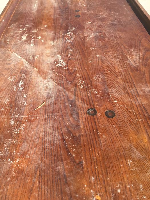 Vintage Wood And Metal Folding Leg Table With Brass Accents - Looks Like A Shuffleboard Table [Photo 10]