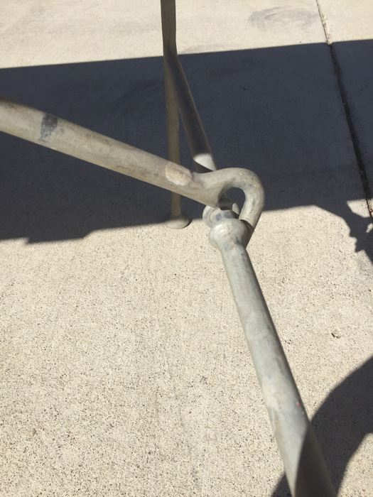 Vintage Wood And Metal Folding Leg Table With Brass Accents - Looks Like A Shuffleboard Table [Photo 5]