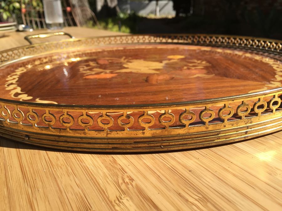 Inlaid Wood Tray Mid-Century [Photo 6]