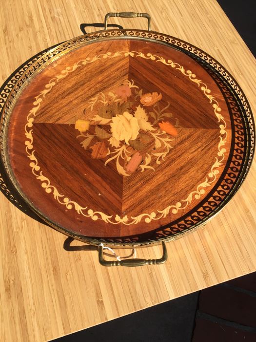 Inlaid Wood Tray Mid-Century [Photo 2]