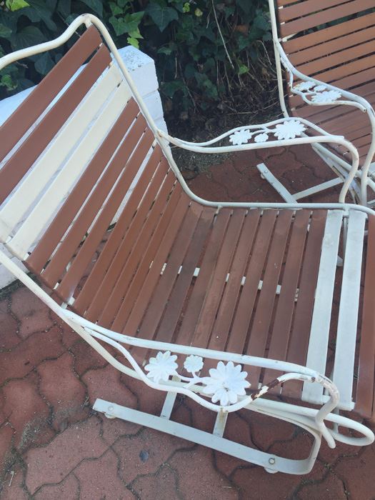 Pair Of Wrought Iron Patio Chairs With Side Table [Photo 5]