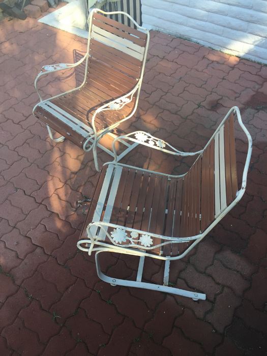 Pair Of Wrought Iron Patio Chairs With Side Table [Photo 15]