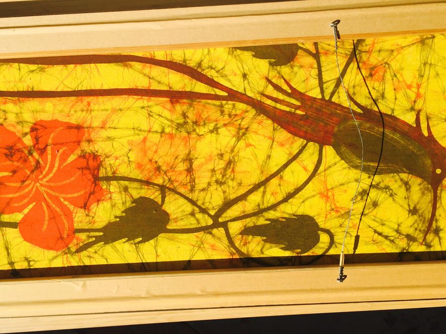 Large Yellow Batik Vintage Artwork Of Bird Framed [Photo 12]