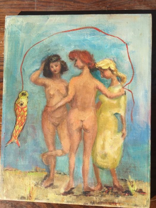 Original Artwork On Canvas Of Three Women And Fish [Photo 4]