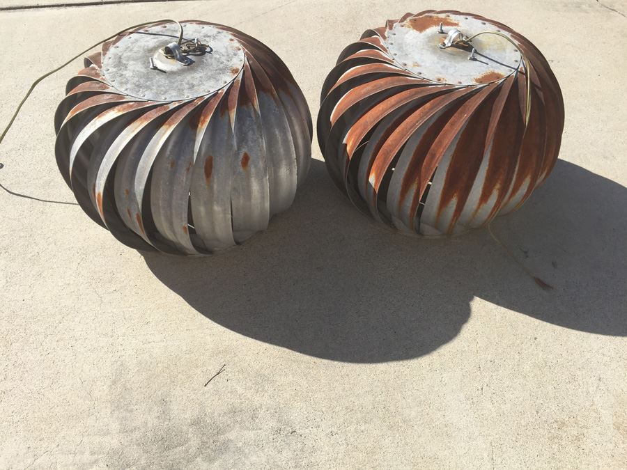 Pair Of Metal Industrial Light Fixtures - May Need Rewiring [Photo 1]