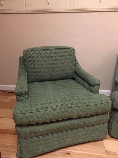 Pair of Green Upholstered Arm Chairs - JUST ADDED [Photo 2]