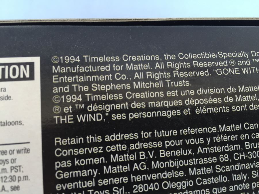 Hollywood Legends Collection Barbie As Scarlett O'Hara New In Box Vintage 1994 [Photo 11]