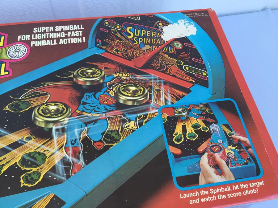 Superman Spinball Pinball Mattel New In Box Vintage 1978