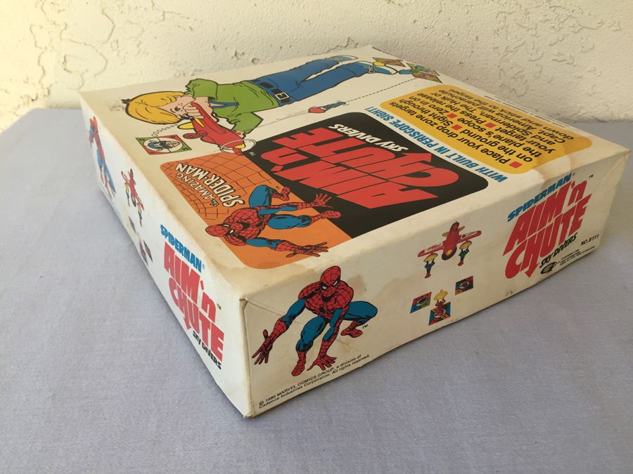 The Amazing Spider-Man Aim 'N Chute Sky Divers Toy Gordy New In Box Vintage 1980 Rare [Photo 6]