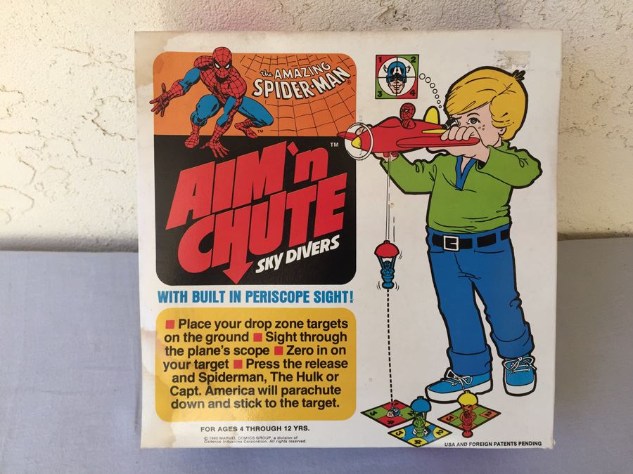 The Amazing Spider-Man Aim 'N Chute Sky Divers Toy Gordy New In Box Vintage 1980 Rare [Photo 1]
