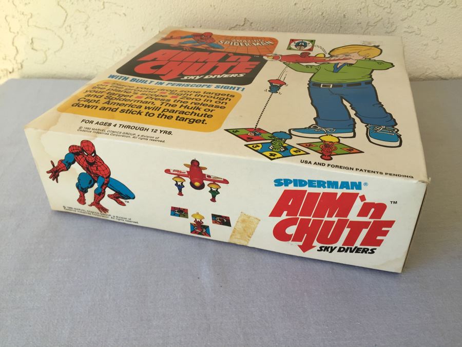 The Amazing Spider-Man Aim 'N Chute Sky Divers Toy Gordy New In Box Vintage 1980 Rare [Photo 3]