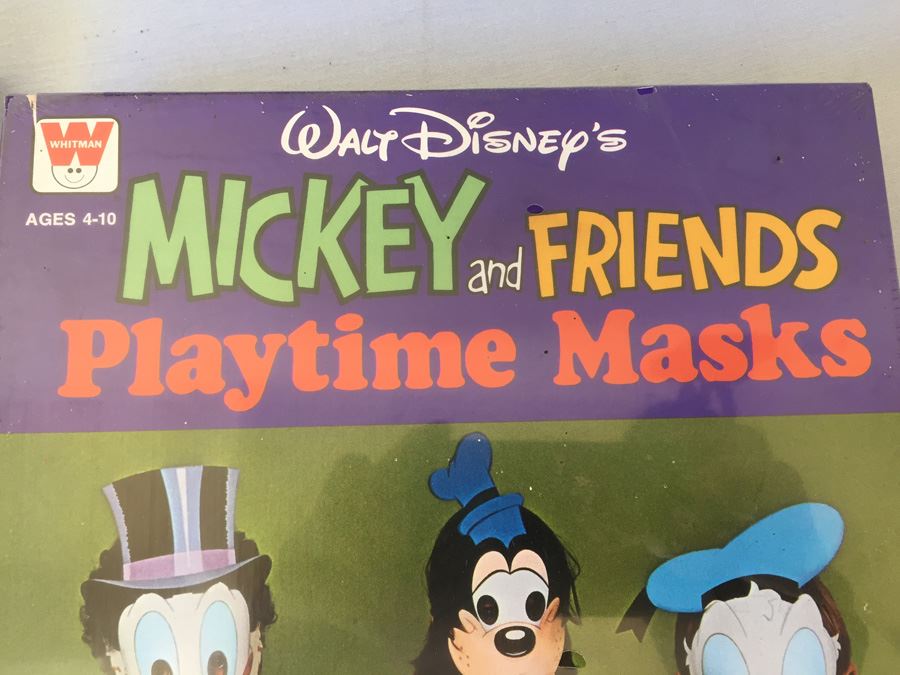 Pair Of Mickey And Friends Playtime Masks Walt Disney Whitman New In Box Vintage 1977 [Photo 4]
