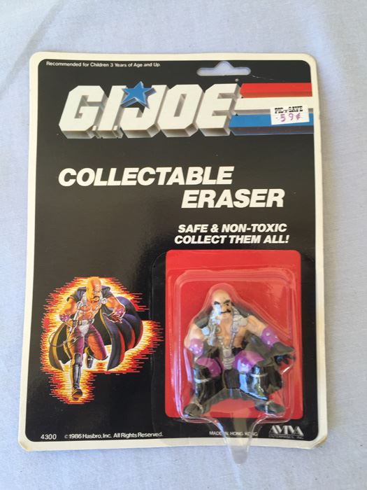 G. I. Joe Collectable Eraser Hasbro New On Card Vintage 1986