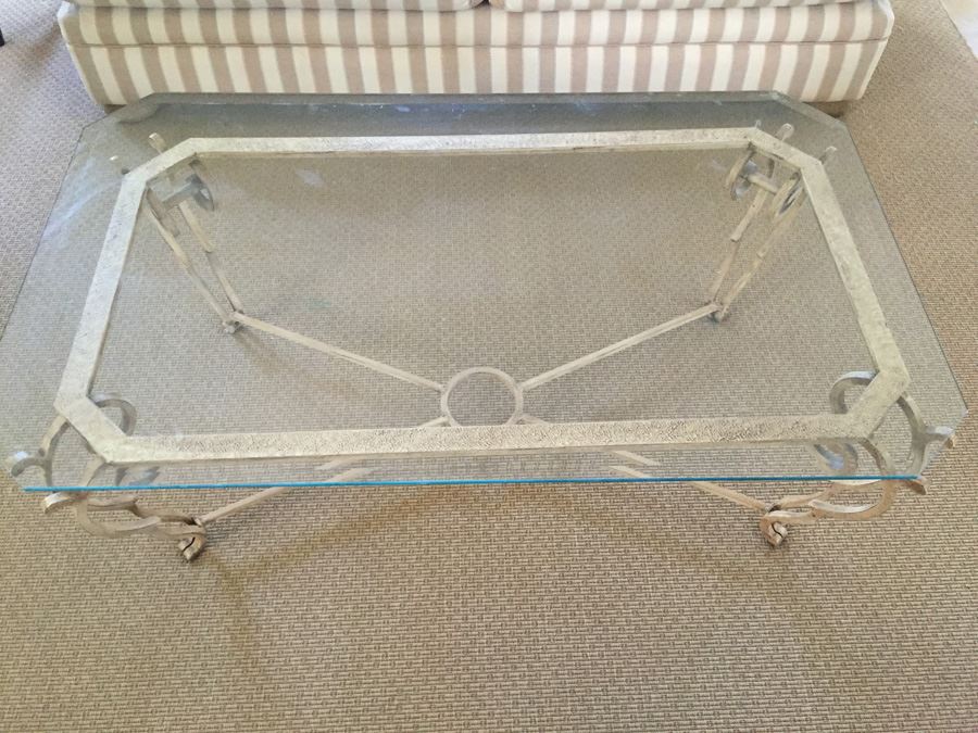 Wrought Iron And Beveled Glass Coffee Table [Photo 3]