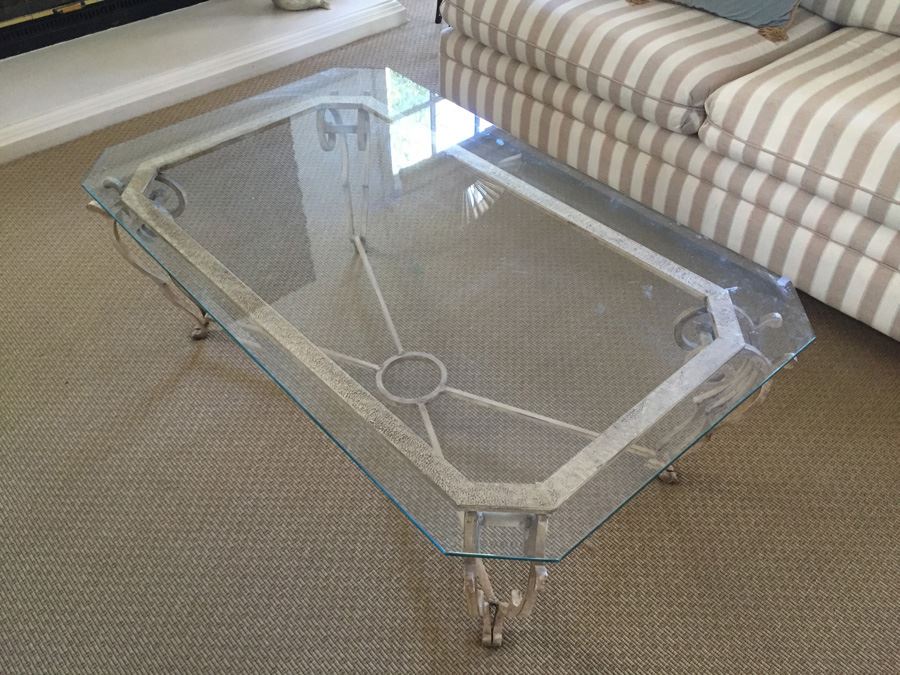 Wrought Iron And Beveled Glass Coffee Table [Photo 2]