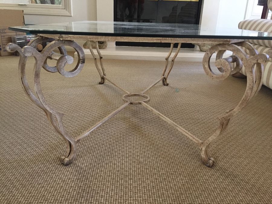 Wrought Iron And Beveled Glass Coffee Table [Photo 4]