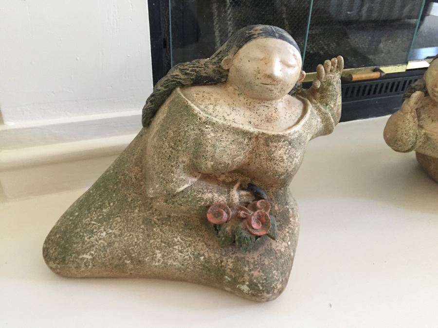 Large Pair Of Mexican Pottery Two Women Conversing [Photo 6]