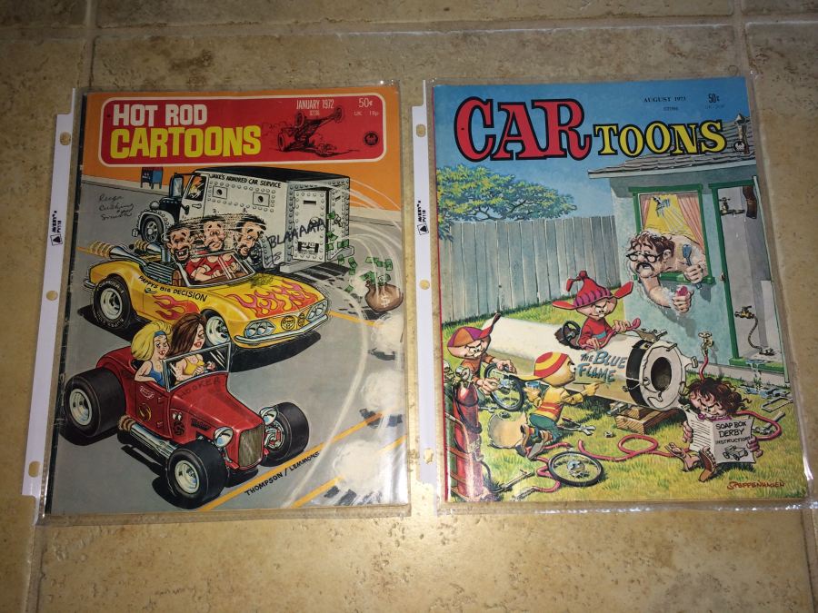 Hot Rod Cartoons Magazine Jan. 1972 and Cartoons Magazine Aug. 1973