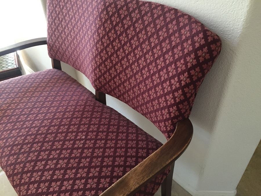 Vintage Upholstered Wooden Settee Bench [Photo 8]