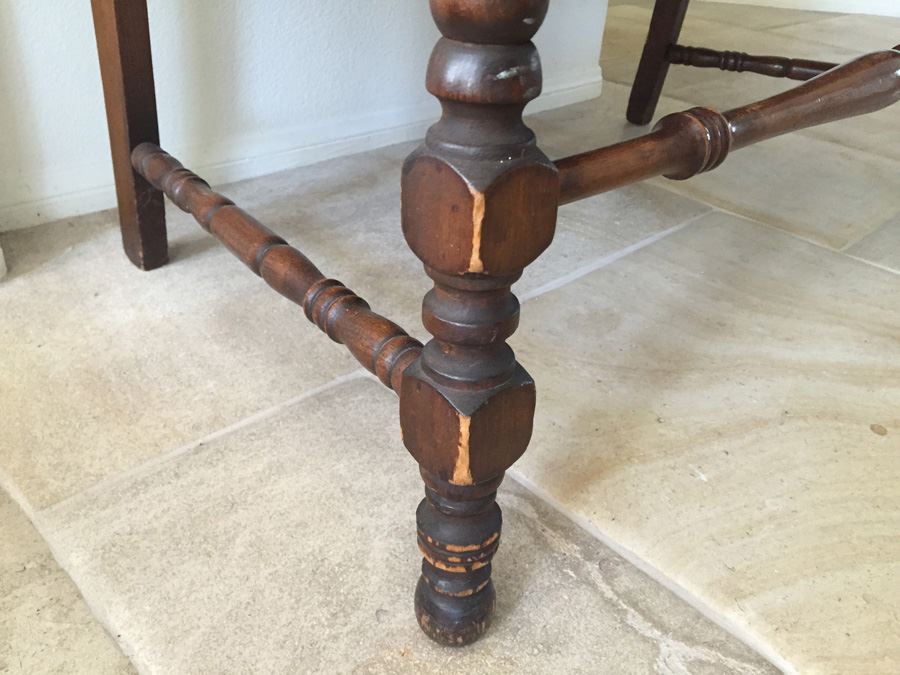 Vintage Upholstered Wooden Settee Bench [Photo 4]