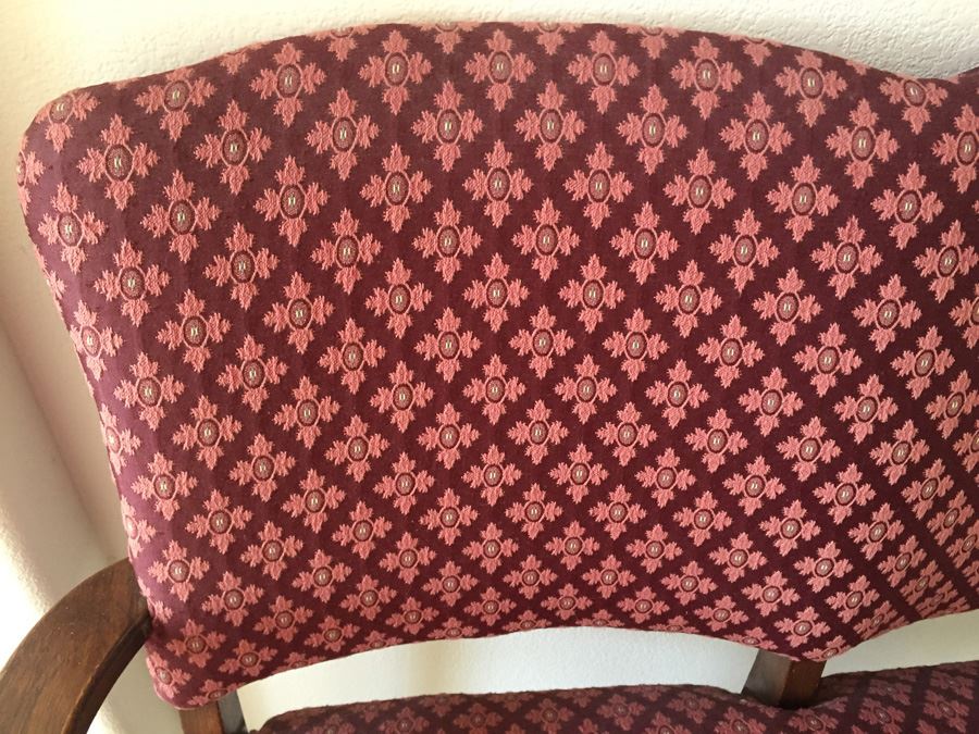 Vintage Upholstered Wooden Settee Bench [Photo 7]