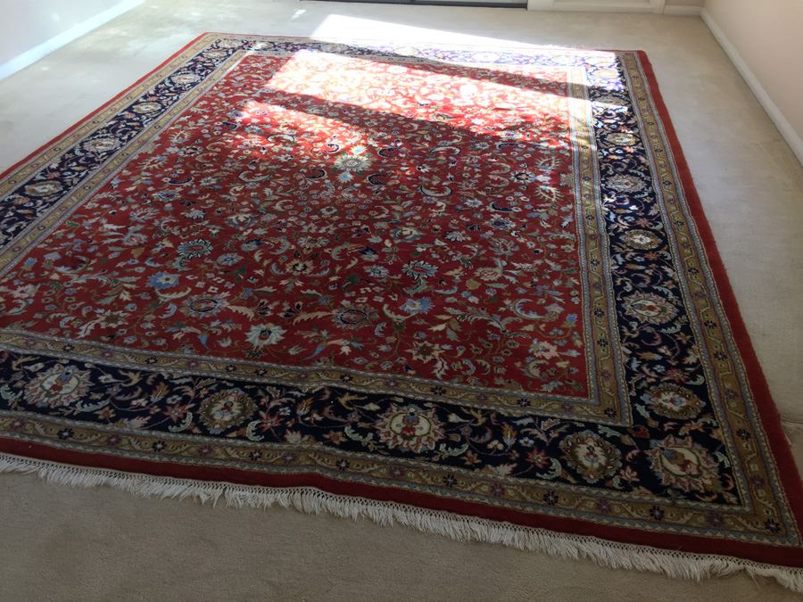 Large Hand Knotted Wool Vintage Designer Rug [Photo 4]