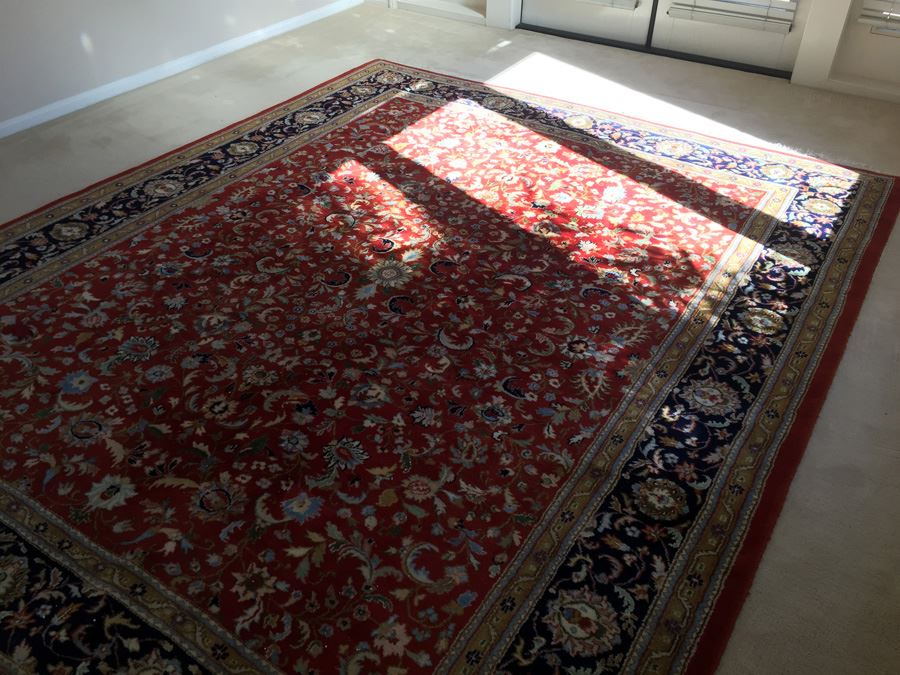 Large Hand Knotted Wool Vintage Designer Rug [Photo 11]