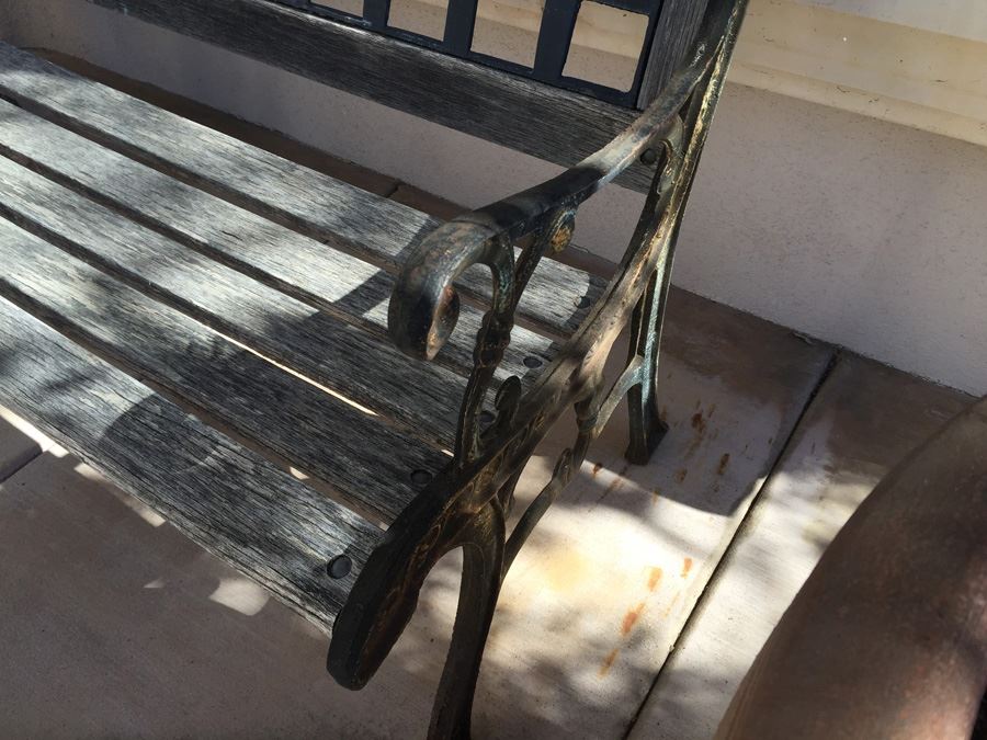 Outdoor Wood And Wrought Iron Bench [Photo 4]