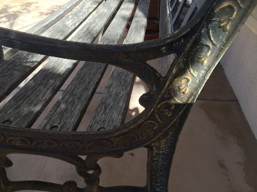 Outdoor Wood And Wrought Iron Bench [Photo 5]