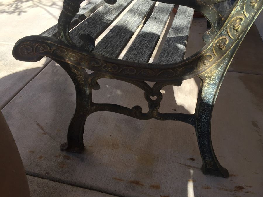 Outdoor Wood And Wrought Iron Bench [Photo 6]