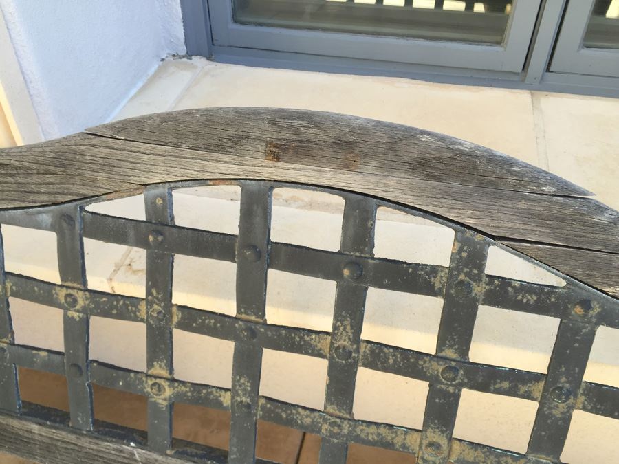 Outdoor Wood And Wrought Iron Bench [Photo 10]